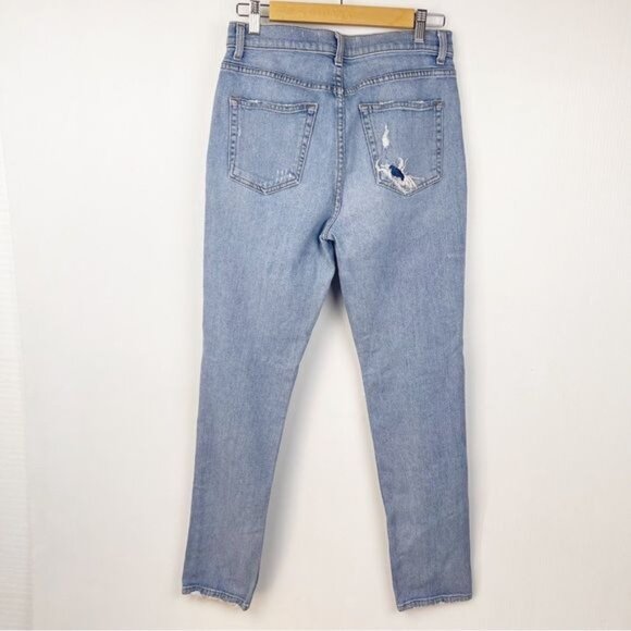 REFORMATION high Rise distressed ripped Straight Leg Jeans Light wash 28 - Picture 4 of 9